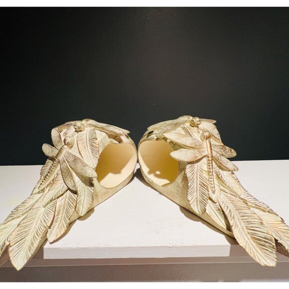 Dragonfly Leaf Wall Sconces – Resin Candle Holders, Rustic Nature-Inspired - Picture 4 of 8